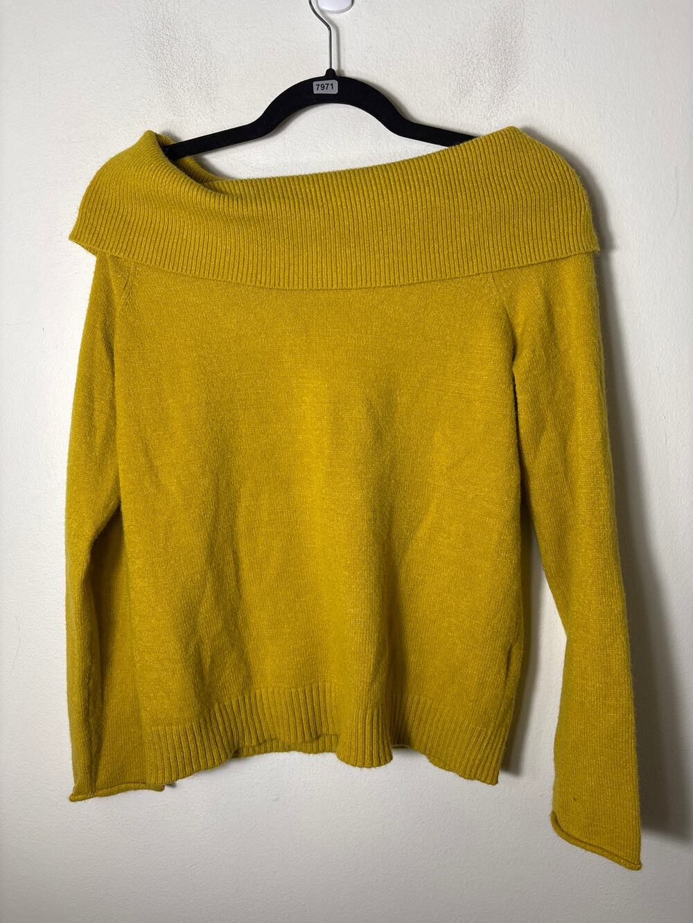 by Anthropologie Mustard Yellow Off The Shoulder Long Sleeve Sweater Sz S